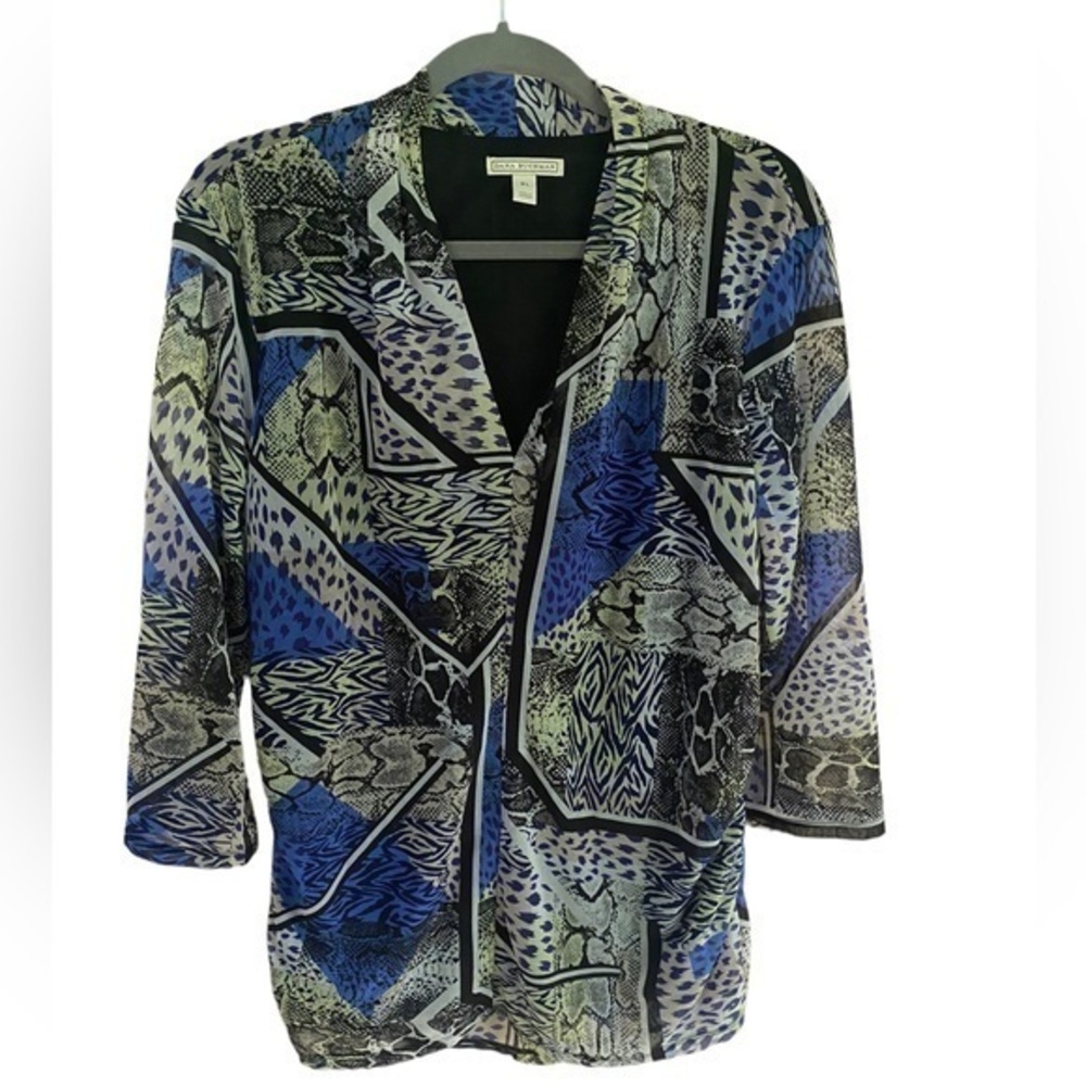 Dana Buchman blue and black sheer blouse size xl